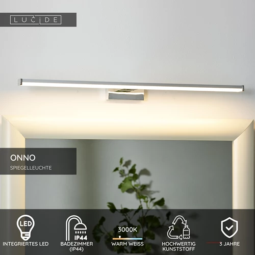 Lucide ONNO - Spiegelleuchte Badezimmer - LED - 1x11W 3000K - IP44 - Chrom Matt - USP